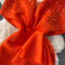 Beaded Pleated Ruffle Orange Dress