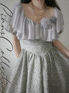 Vintage Gray Ruffled Neck Dress