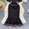 Mesh Bow-tie Black Velvet Dress