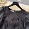 Beaded Feather-decorated Black Dress