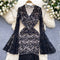 Flared Sleeve V Neck Lace Dress