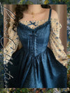 Vintage Floral Lacing Bustier 2pcs Dress