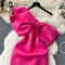 Slant Neckline Bow-tie Satin Dress