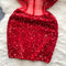 Slant Shoulder Sequin Mini Party Dress