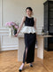 Elegant Pearl Neck Top+ Split Skirt 2pcs Set