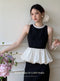 Elegant Pearl Neck Top+ Split Skirt 2pcs Set