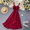 V-neck Halter Retro Solid Color Waist Dress