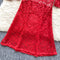 Flared Sleeve V Neck Lace Dress