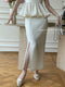 Elegant Pearl Neck Top+ Split Skirt 2pcs Set