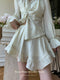 Elegant Frilled Neck Top + Pantskirt 2pcs Set