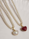 Heart Pendant Pearl Necklace