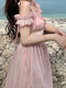 Fairycore Pink Flowy Dress