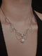 Layed Silver Chain Pearl Pendant Necklace