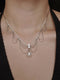 Layed Silver Chain Pearl Pendant Necklace