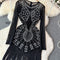 Party Beaded Fringed Black Dress