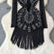 Party Beaded Fringed Black Dress