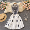 Crew Neck Sleeveless Embroidered Dress