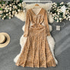 Vintage Sequined Embroidery Suede Dress