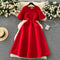 Elegant Solid Color Waist-slimming Dress