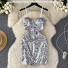 Shiny Sequin Slim-fitting Halter Dress