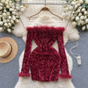 Furry Sequined Slim-fitting Party Dress