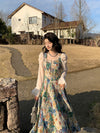 Vintage Floral Puffy Sleeve Dress