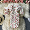 One-shoulder Off-back Floral Dress