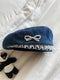 Y2K Bow Pearl Beret Hat