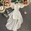 High waist irregular tube top strap dress