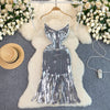 Party Sequined Fringe Slip Dress