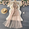 Off-the-shoulder Sequined Mesh Dress