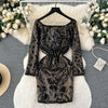 Black Lace Embroidery Sequin Dress