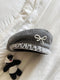 Y2K Bow Pearl Beret Hat