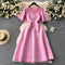 Elegant Solid Color Waist-slimming Dress