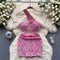Slant Shoulder Sequin Mini Party Dress