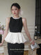 Elegant Pearl Neck Top+ Split Skirt 2pcs Set