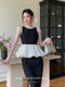 Elegant Pearl Neck Top+ Split Skirt 2pcs Set