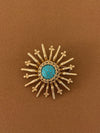 Turquoise Golden Brooch
